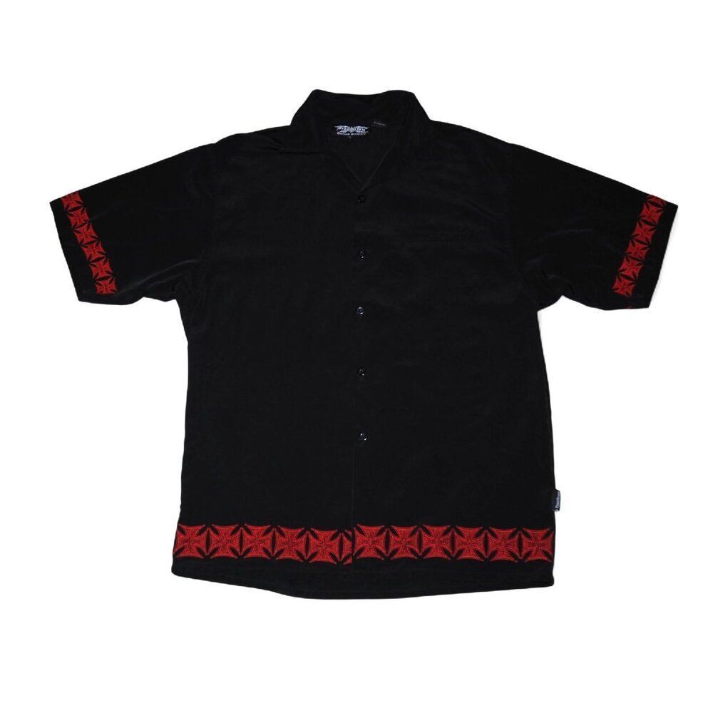 Dragonfly Vintage 90s Y2K Embroidered Barb Wire Button Down‎ Shirt Men's XL